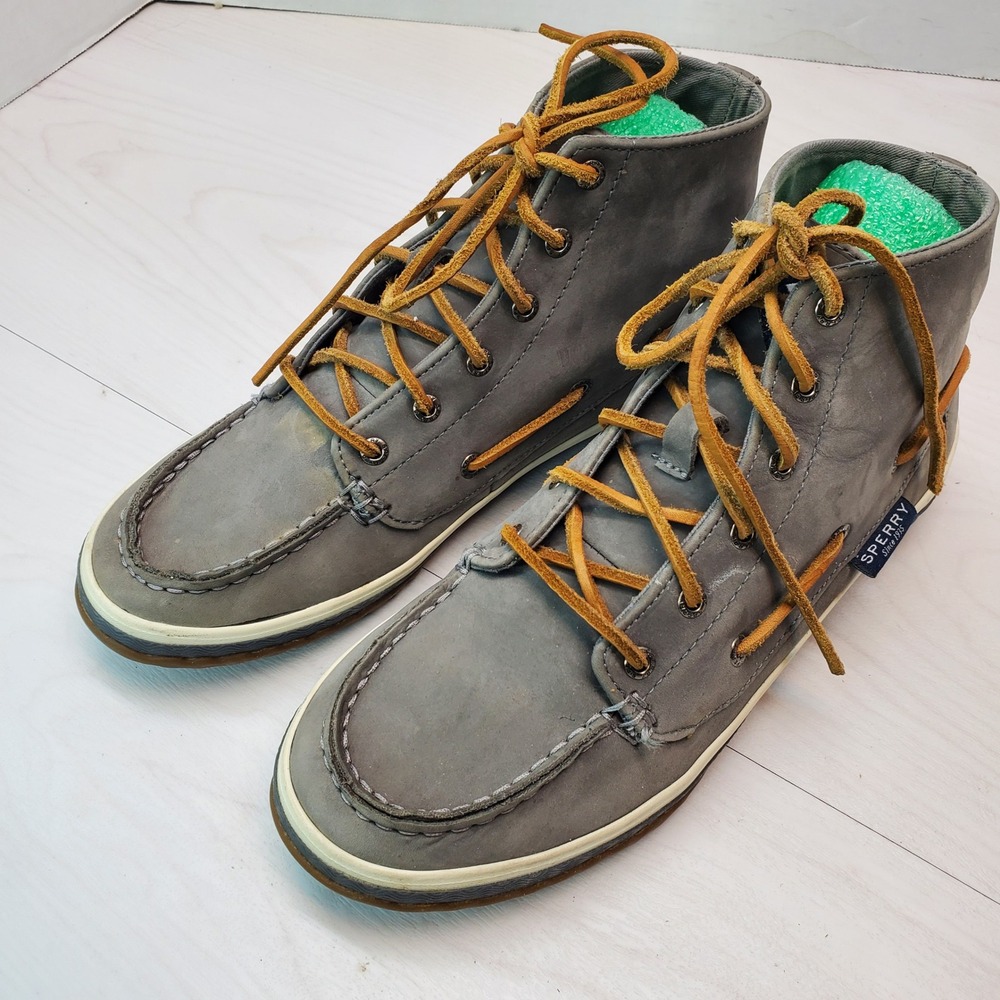 Sperry Top Sider Mid Top Grey Leather Lace Up Boots‎ Womens Size 9